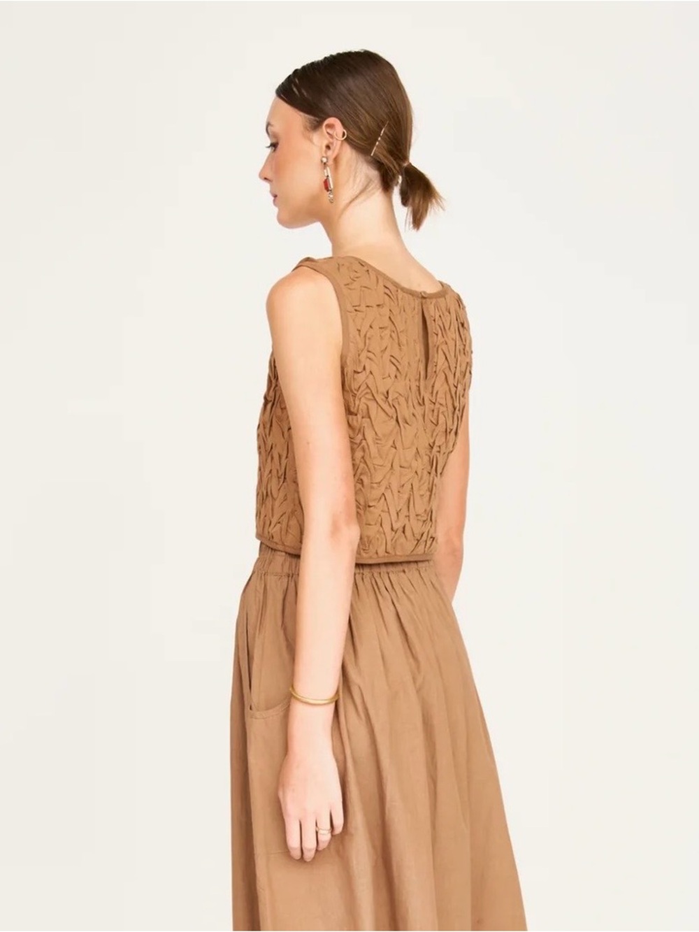 Morro Smocked Top in Brownie - Picture 3 of 9